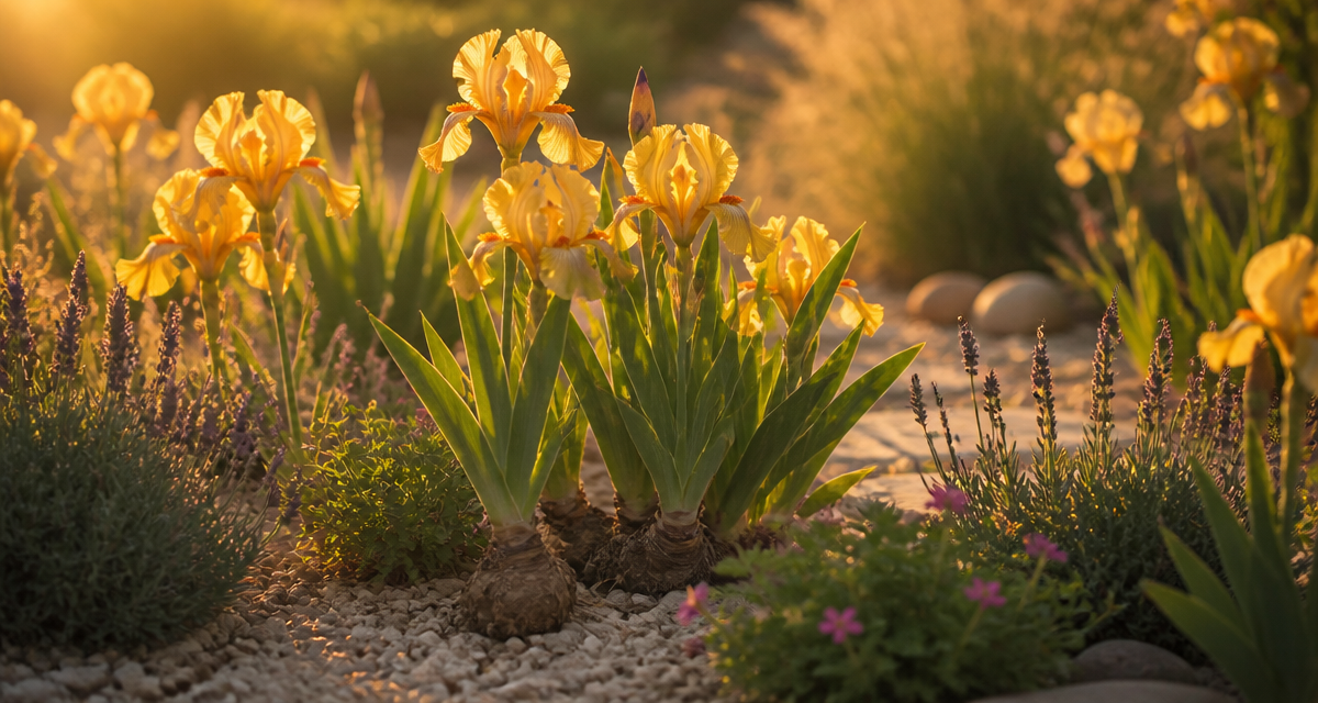 que mettre au pied des iris massif fleuri paillage gravier