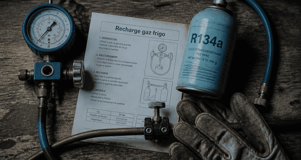 Recharge en gaz frigo sur plan de travail