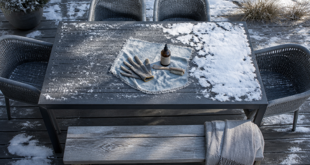 salon de jardin qui peut rester dehors l'hiver sous la neige