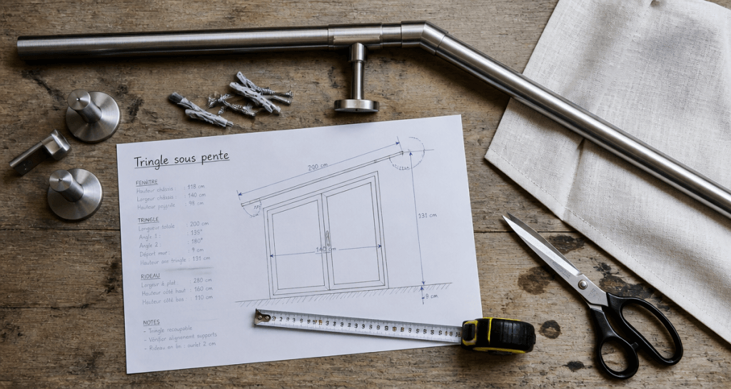 atelier tringle rideau sous pente supports et mesures