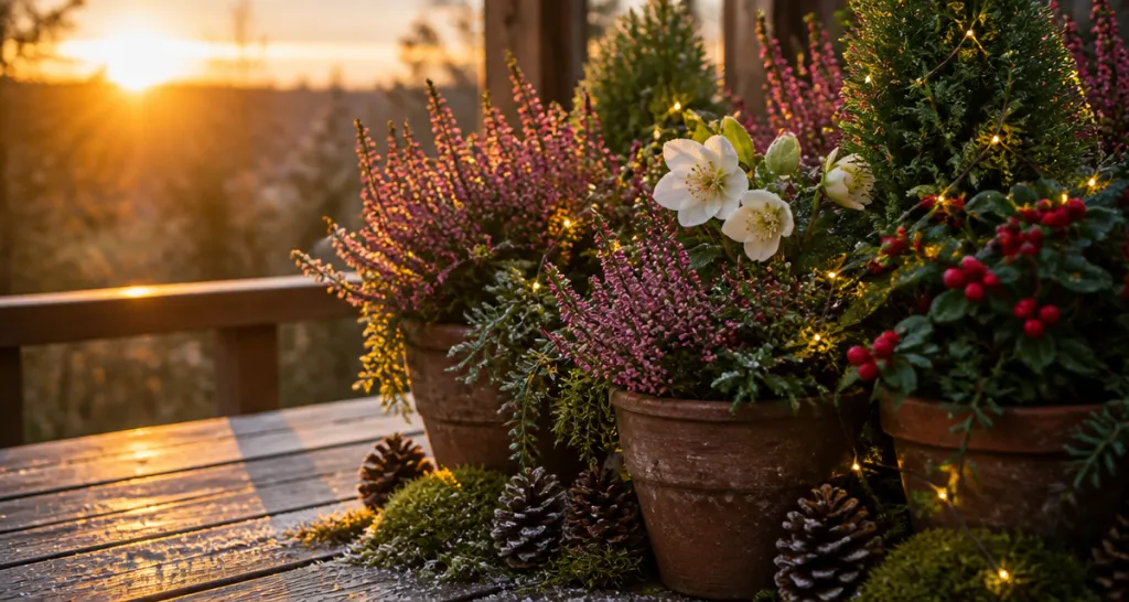 plante de noel exterieur en pots sur terrasse