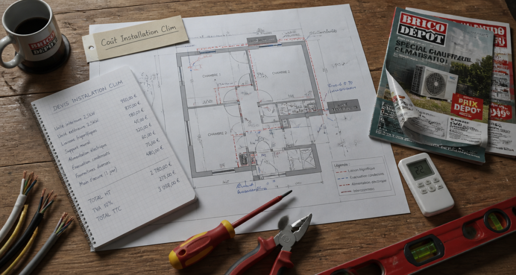 prix pose clim brico dépôt plan devis outils
