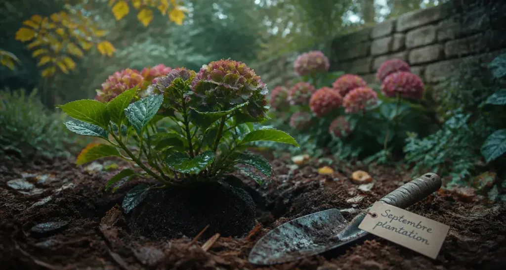Quand planter des hortensias en septembre : hortensia fraîchement planté