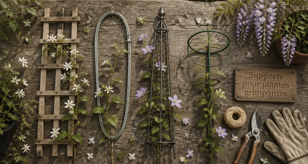 Supports plante grimpante et outils de jardinage