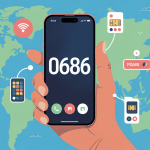 0686 quel operateur affiché sur smartphone avec îles tropicales