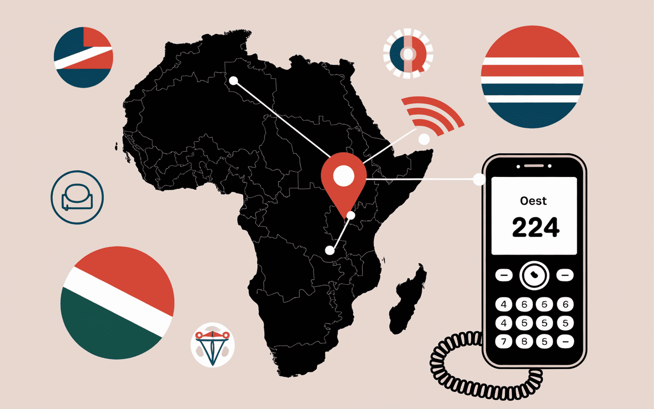 224 indicatif de quel pays carte Afrique Ouest