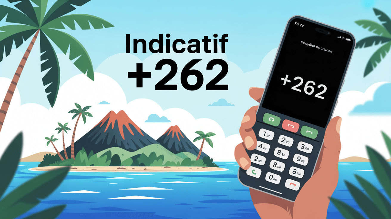 illustration indicatif 262 quel pays visuel île tropicale téléphone