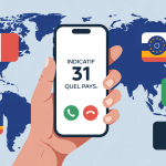 indicatif 31 quel pays sur écran de smartphone avec carte européenne