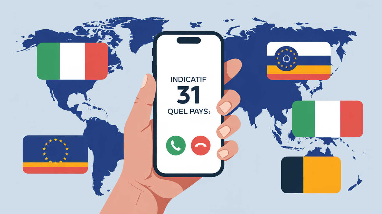 indicatif 31 quel pays sur écran de smartphone avec carte européenne