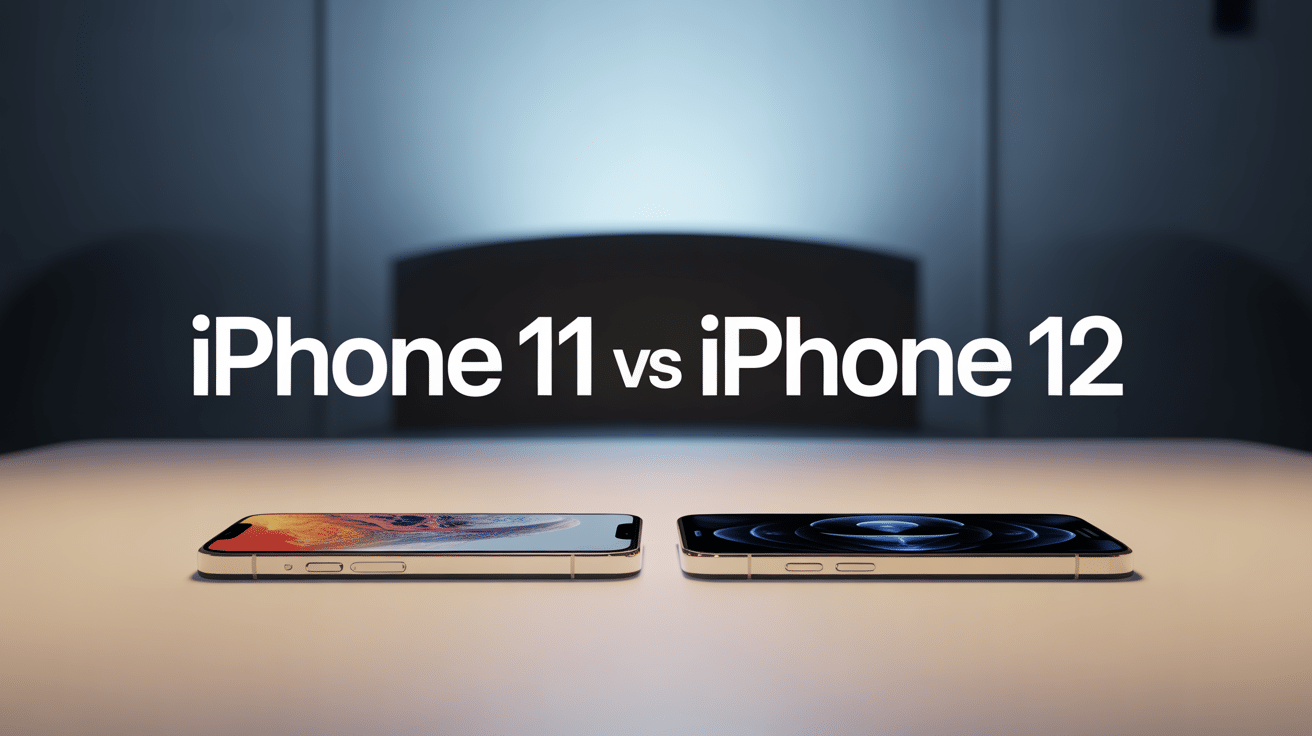 iphone 11 vs iphone 12 deux smartphones côte à côte vue design
