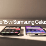 iphone 15 vs samsung s24 affichés côte à côte