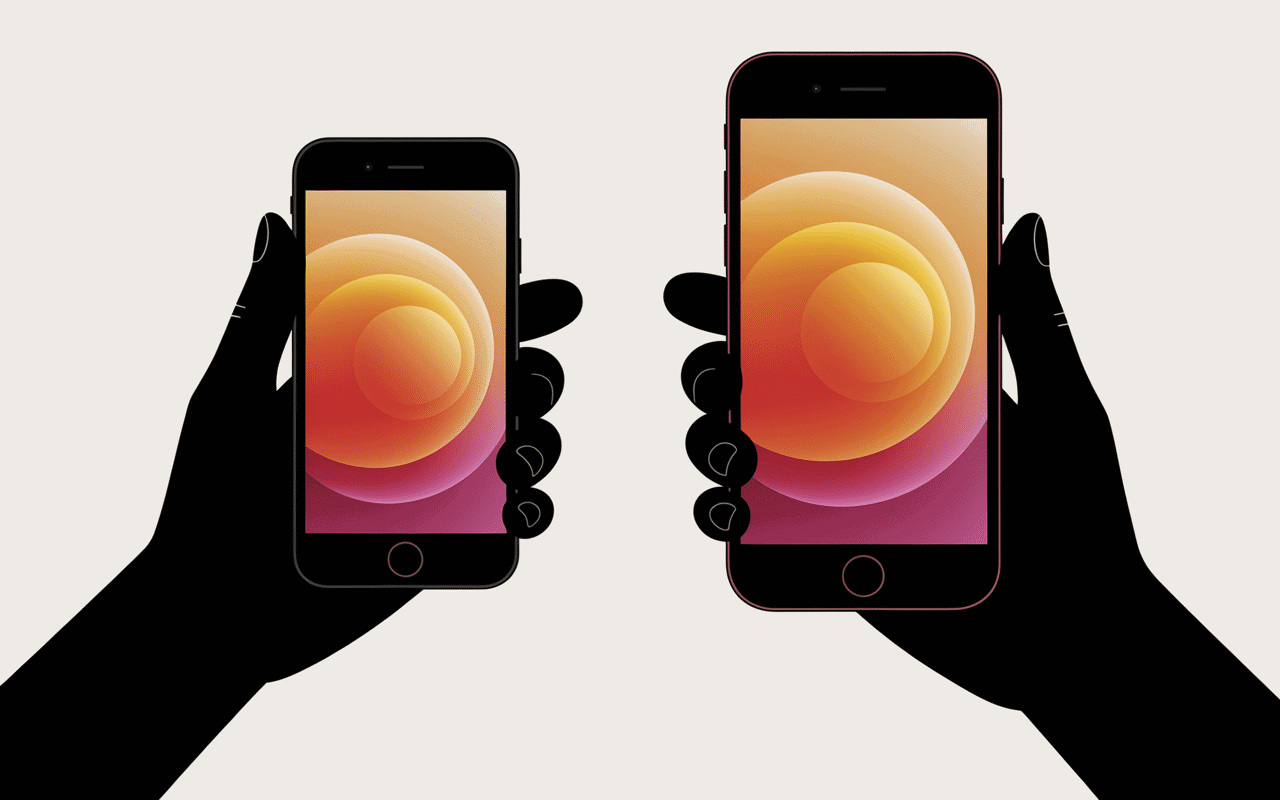 tailles iphone 12 vs iphone 12 mini main