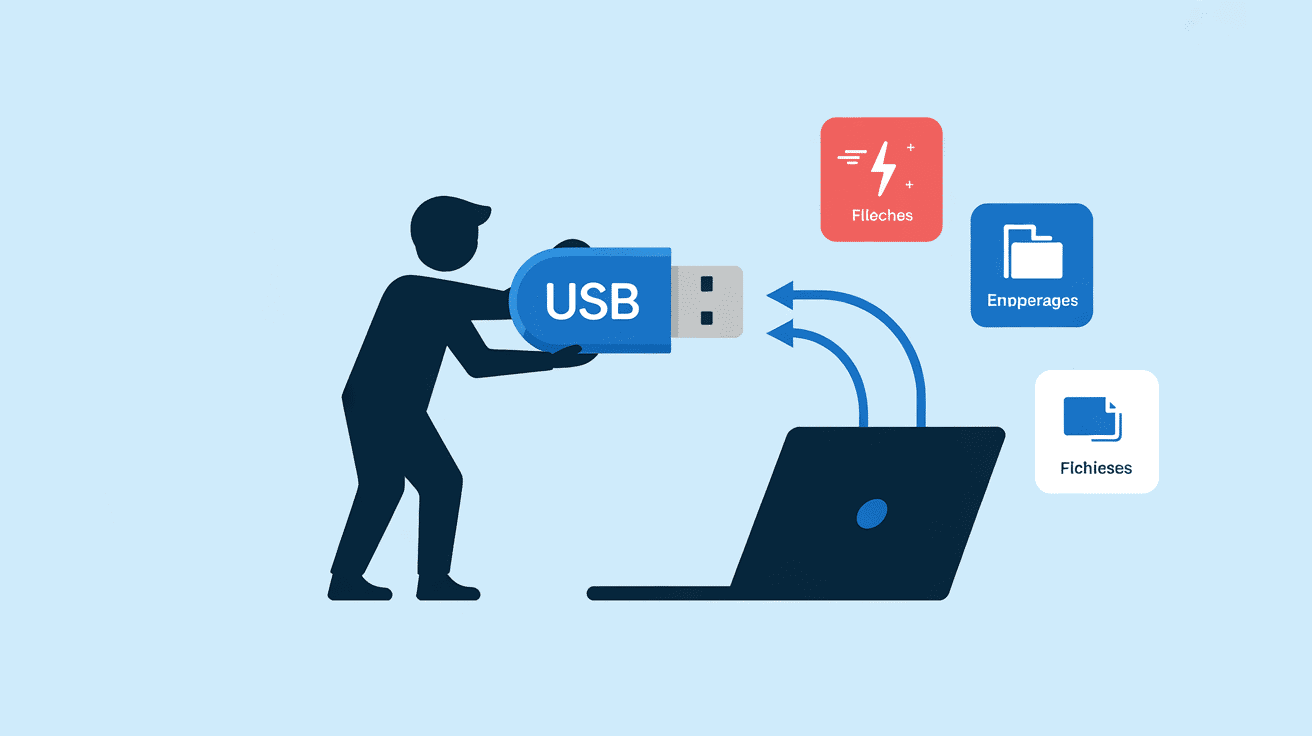 3.0 port usb clé connectée ordinateur icônes