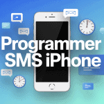 programmer l envoi d un sms iphone smartphone icônes horloge