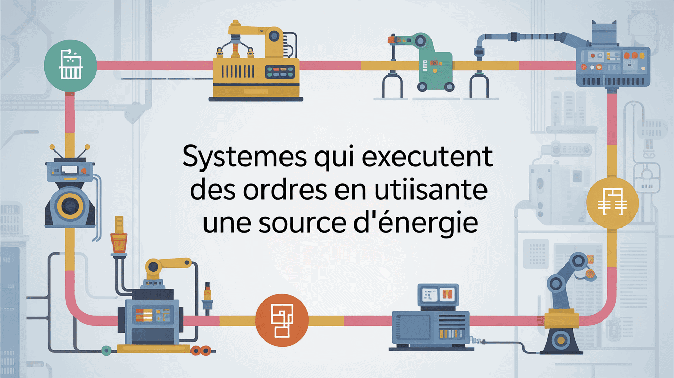 Vue industrielle exécute des ordres en utilisant une source d'énergie