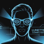 illustration lunette connectée et éléments numériques