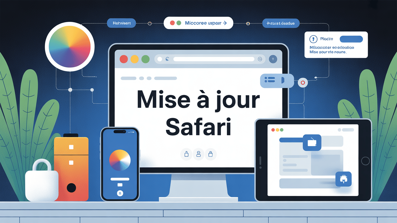 Illustration mise a jour safari sur mac iphone ipad