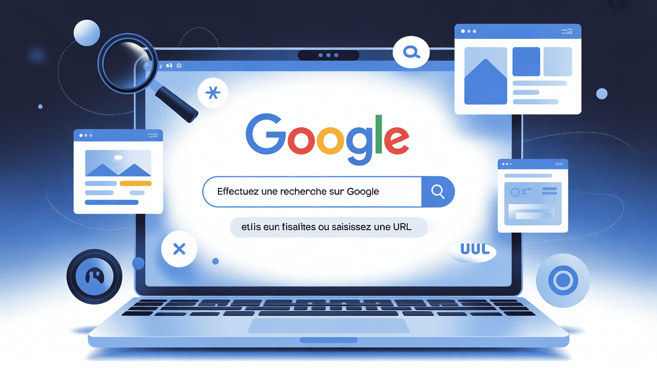 illustration moderne effectuez une recherche sur google ou saisissez une url