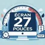 écran 27 pouces avec mètre ruban et icônes conversion