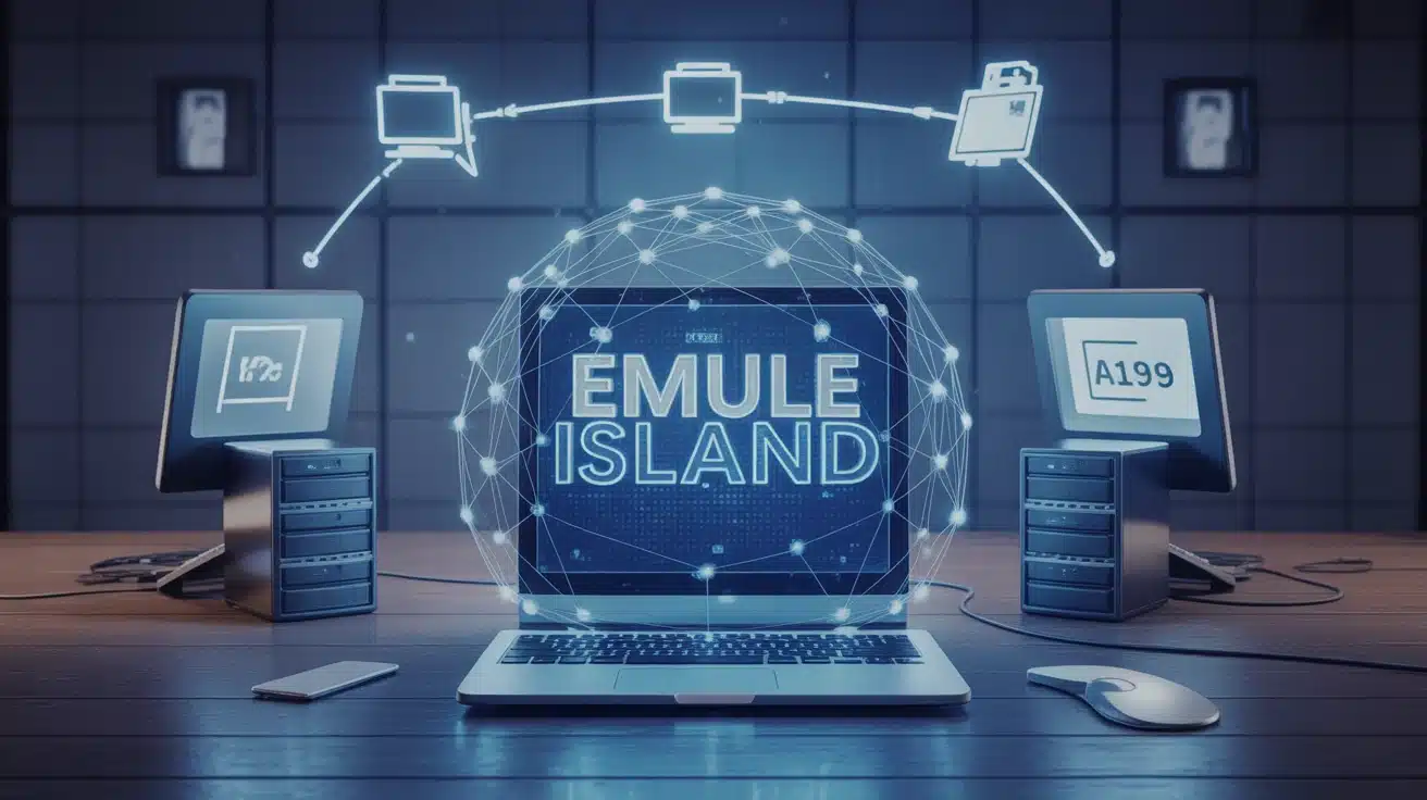 Illustration vectorielle Emule Island univers téléchargement P2P