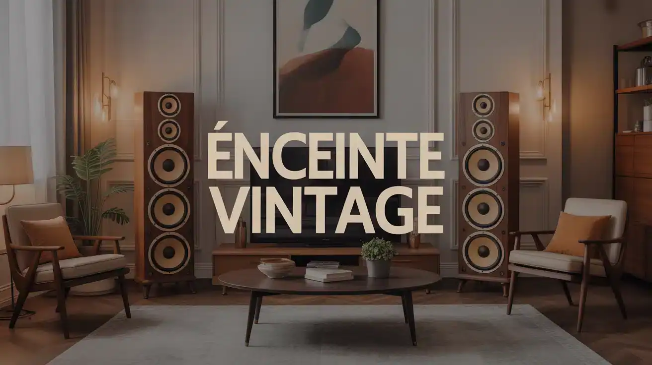 Enceinte vintage bois années 70 salon rétro élégant