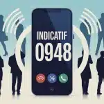 smartphone avec indicatif 0948 et symboles de blocage appel