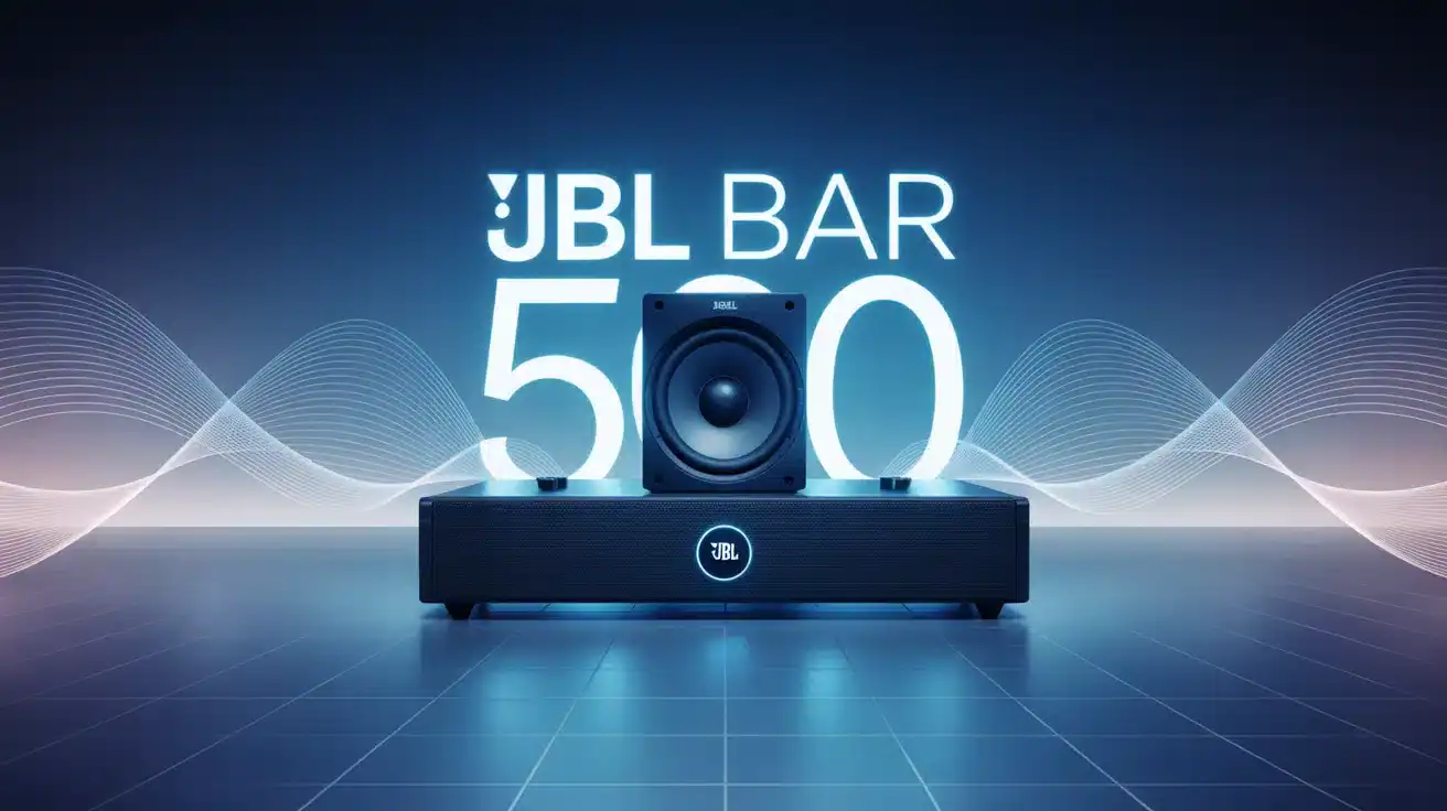 Illustration barre de son JBL Bar 500 avec caisson basses