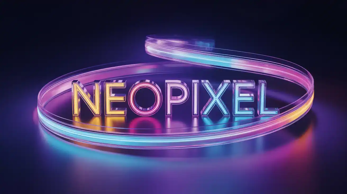 Ruban LED NeoPixel vibrant et coloré sur fond sombre