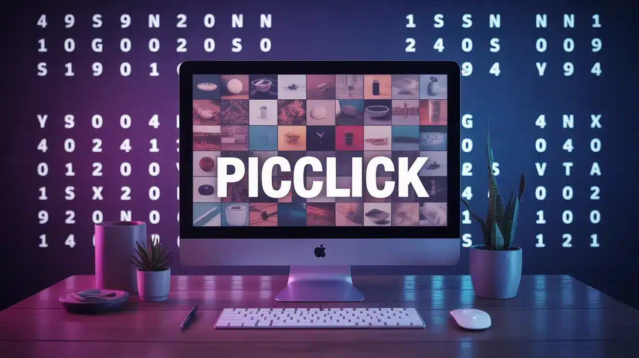 Interface PicClick avec mosaïque d'images et filtres dynamiques