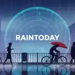 Illustration RainToday scène urbaine sous pluie avec radar météo