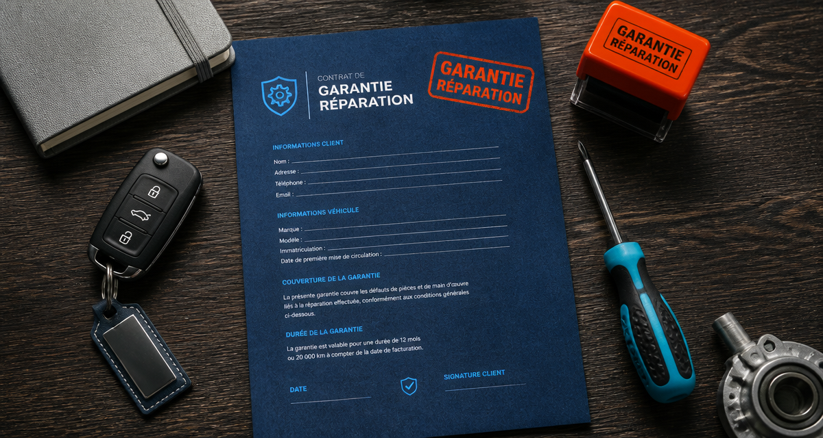 Contrat garantie réparation et outils sur bureau