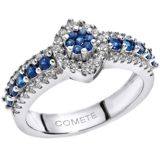 Anello in oro bianco, diamanti e zaffiri di Comete Gioielli