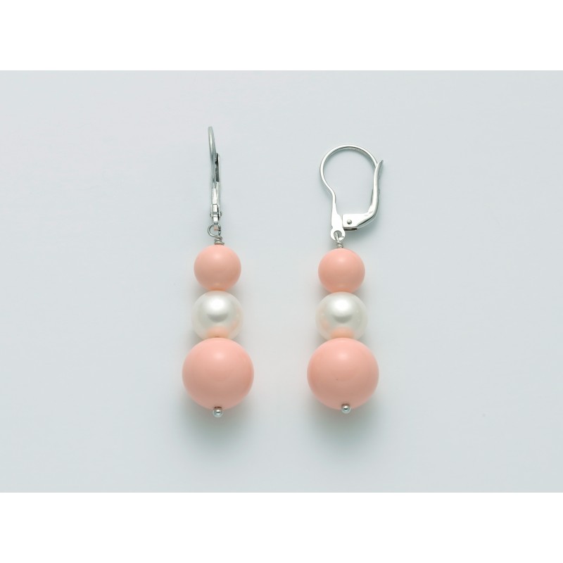 Orecchini pendenti Yukiko pasta di corallo rosa e argento