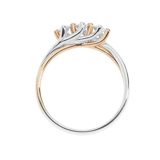 Anello Trilogy bicolore con diamanti Comete - immagine 4