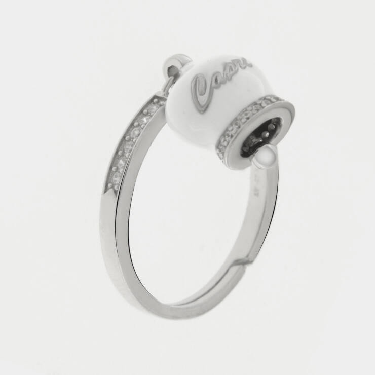 Anello AmoCapri Bysimon argento e smalto bianco con scritta