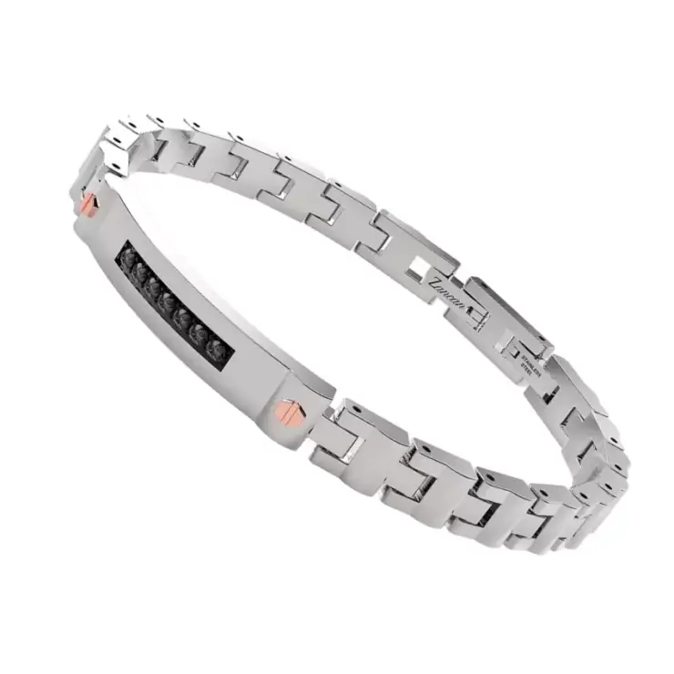 Bracciale Zancan in acciaio e spinelli neri EHB408