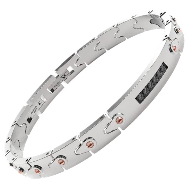 Bracciale Zancan in acciaio e spinelli neri EHB404