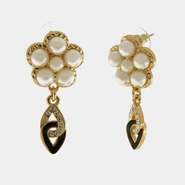 Orecchini in Metallo con fiore a perle e pendente