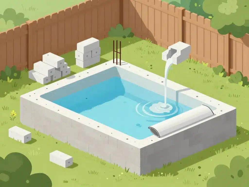 bloc polystyrène piscine étapes montage visuel