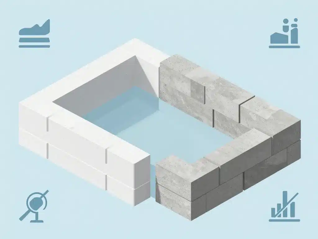 bloc polystyrène piscine et parpaing diagramme comparatif