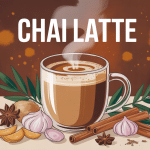 chai latte tasse fumante entourée épices indiennes