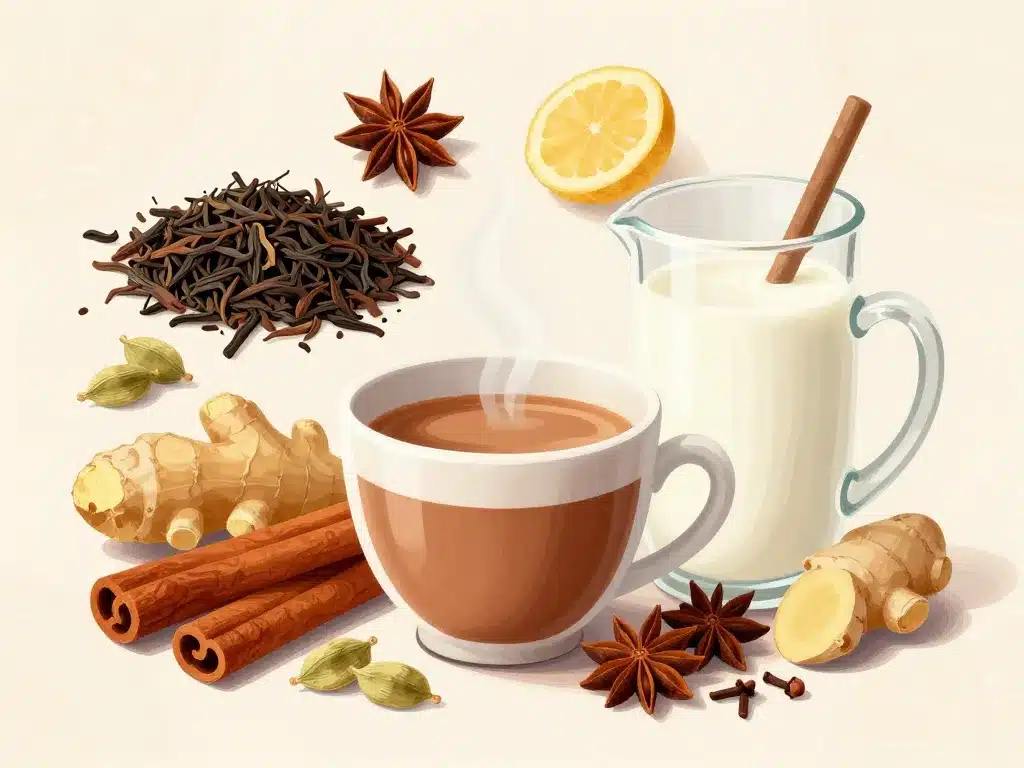 chai latte composition épices thé lait