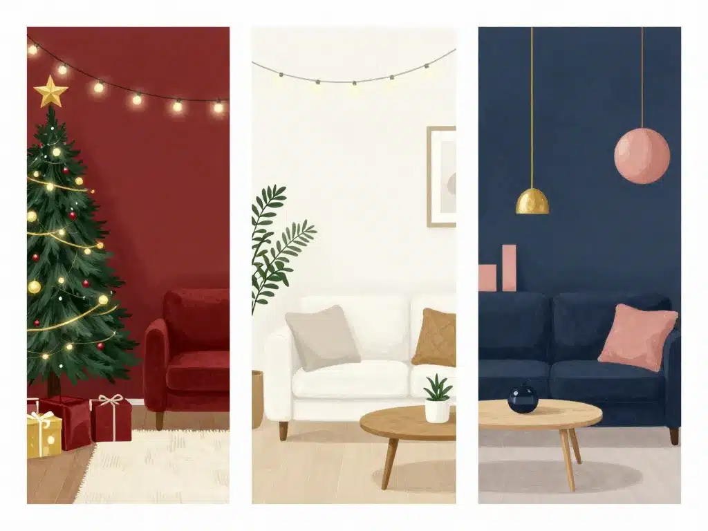Décoration de noel différents styles salon chaleureux
