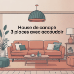 housse de canapé 3 places avec accoudoir illustration stylisée salon