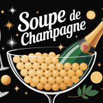 soupe de champagne apéritif en saladier avec flûtes et agrumes