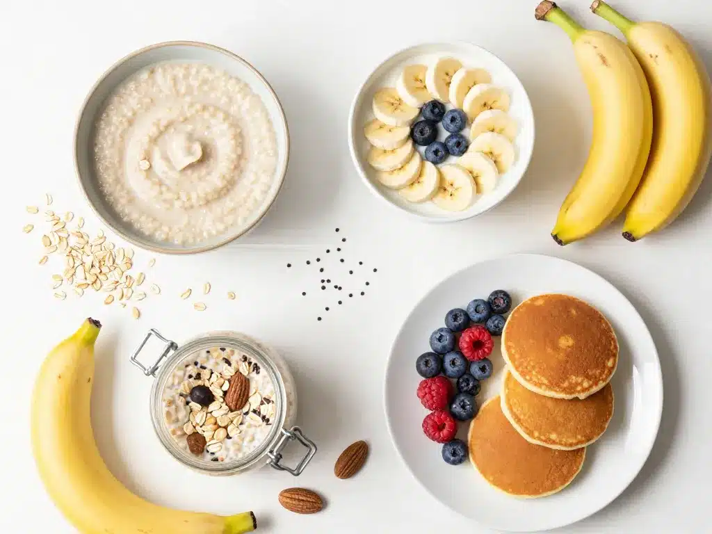 variations petit dejeuner flocon d avoine banane porridge pancakes