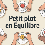 Petit plat en equilibre jeu mains enfant table illustration