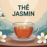 Tea jasmin tasse et fleurs de jasmin