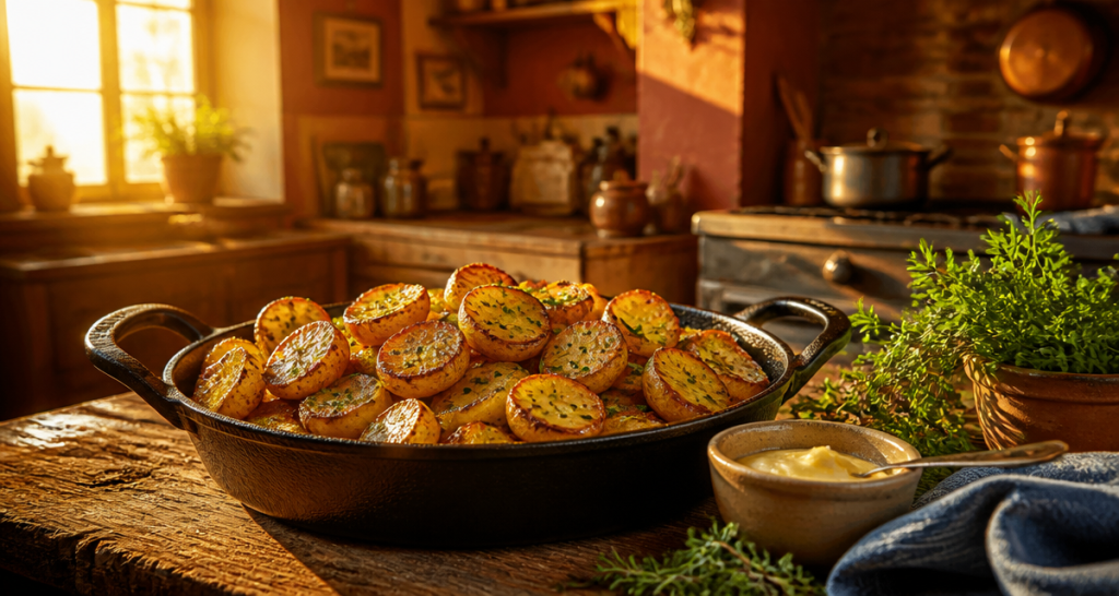 accompagnement de pommes de terre sarladaises dorées en plat