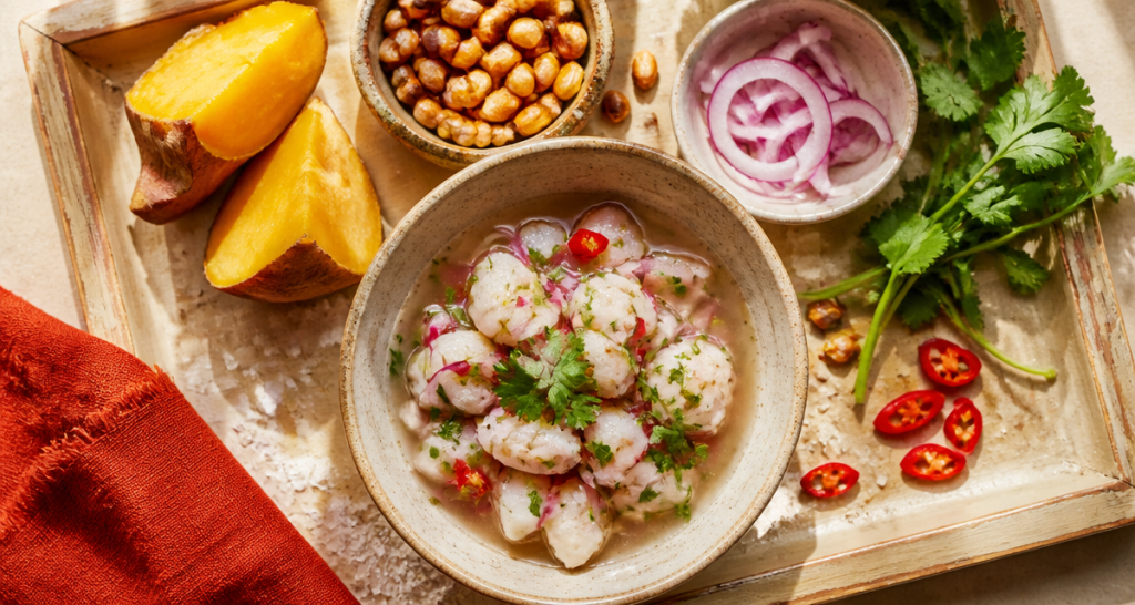 ceviche peruvien bol artisanal vue dessus